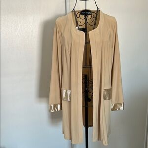 Elegant Beige Cardigan with Gold Accents by Anthony Originals Size S